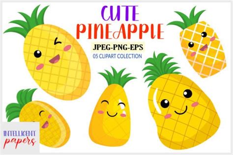 Cute Pineapple Clipart Set Graphic by Intelligent Papers · Creative Fabrica