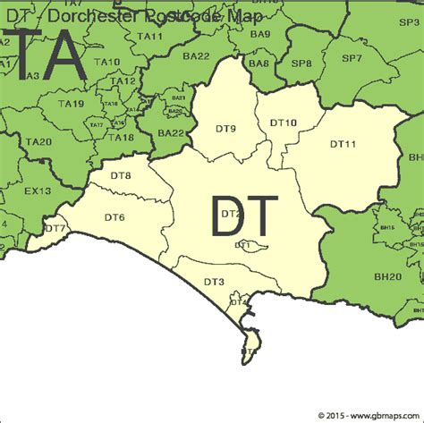 Dorchester Postcode Area and District Maps in Editable Format