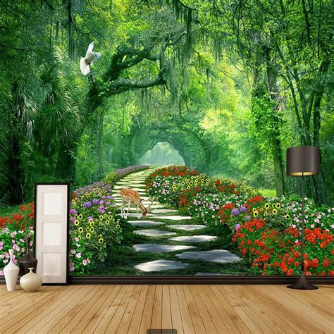 Nature Tree 3D Landscape Mural Photo Wallpaper for Walls 3 d Living ...