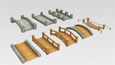 This package contains 8 types of low poly bridges with tileable ...