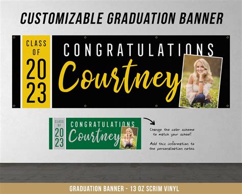 Custom Graduation Banner Personalized Decor Party High School College ...