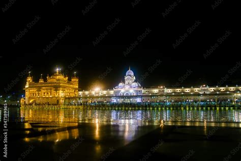 Night View The Harmindar Sahib, also known as Golden Temple Amritsar ...