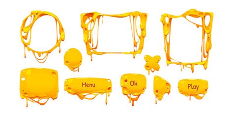 Melt cheese frames cartoon set of cheesy borders Vector Image