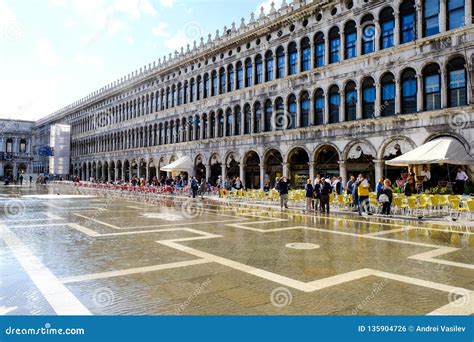 VENICE, ITALY - SEPTEMBER 12, 2017 - Giant Puddle on the St. Mark ...