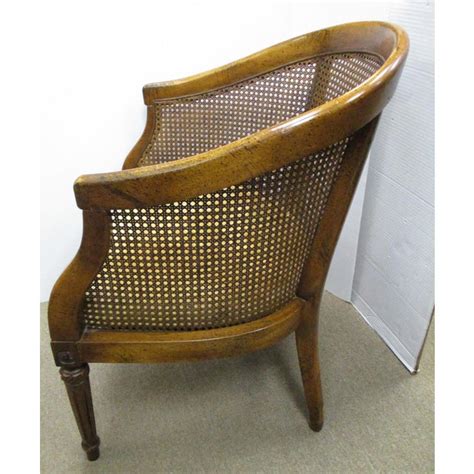 Vintage Cane Back Barrel Chair | Chairish