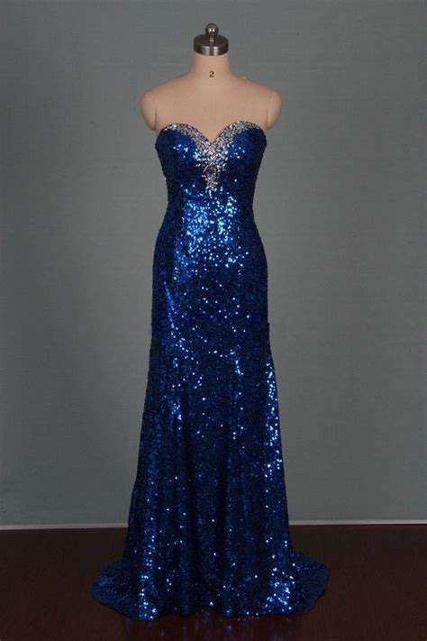 Sparkle Royal Blue Sequins Sweetheart Long Prom Dresses 2015, Long Prom ...