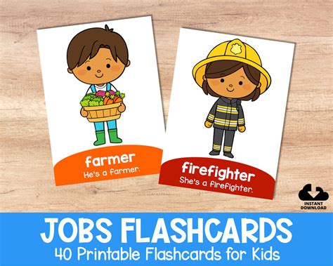 Jobs Flashcards for Kids // Printable Occupations Flashcards Great for ...