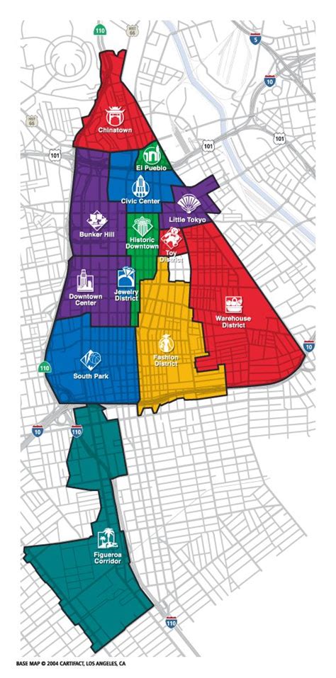 Los Angeles District Map | Map, Downtown, Downtown la