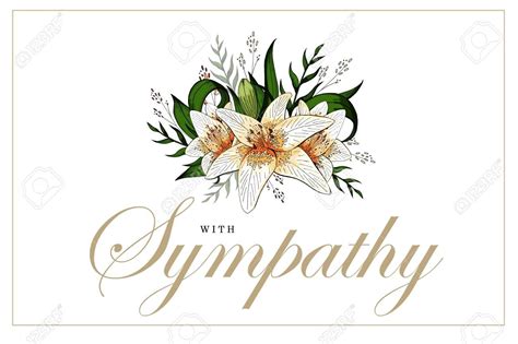 Condolences Sympathy Card Floral Lily Bouquet And Lettering Inside ...