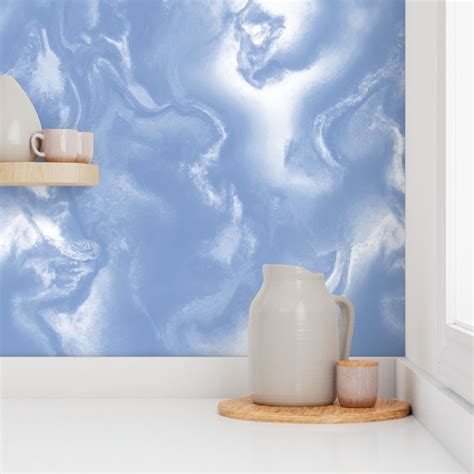 Swirling Light Wedgewood Blue - Wallpaper | Spoonflower