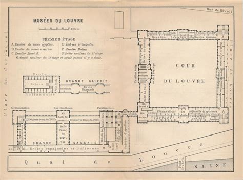 1913 Louvre Museum, Paris France Antique Map - Etsy | Louvre museum ...