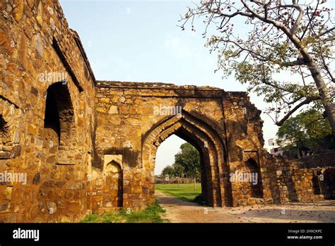 Ruins at Firoz Shah Kotla Fort in New Delhi, which was the citadel of ...