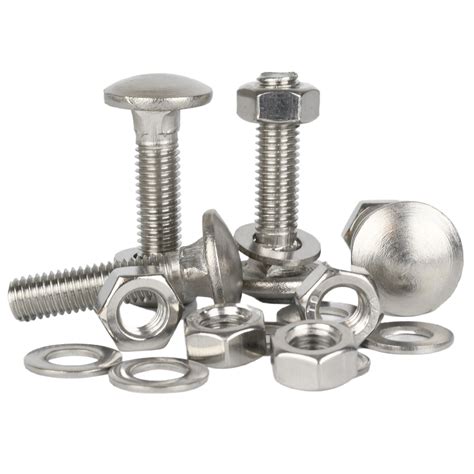 M10 Carriage Bolts Coach Bolt + Hex Full Nuts & Washers Kit A2 ...