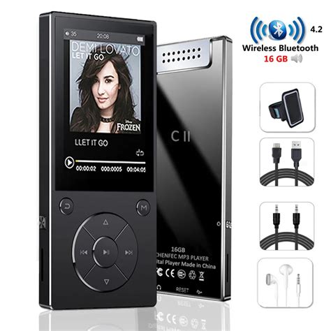 MP3 Player with Bluetooth Speaker touch button slim metal hifi music ...