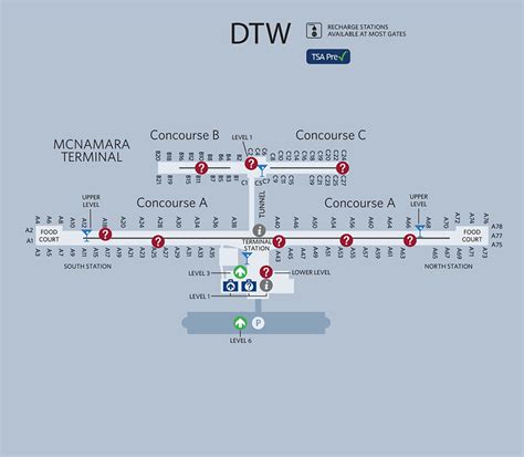 Exploring Detroit Airport Terminal Map In 2023 - Las Vegas Strip Map