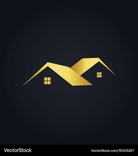 Simple house icon gold logo Royalty Free Vector Image