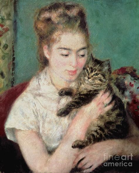 Woman with a Cat Painting by Pierre Auguste Renoir - Fine Art America