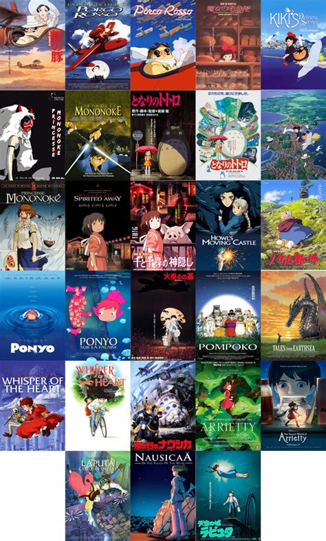 many anime movies are shown together in this collage with the same ...