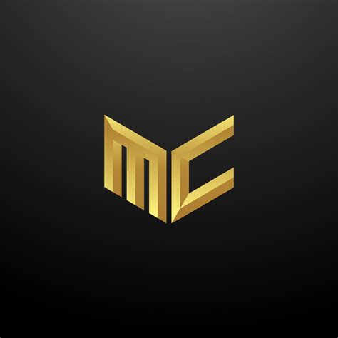 MC Logo Monogram Letter Initials Design Template with Gold 3d texture ...