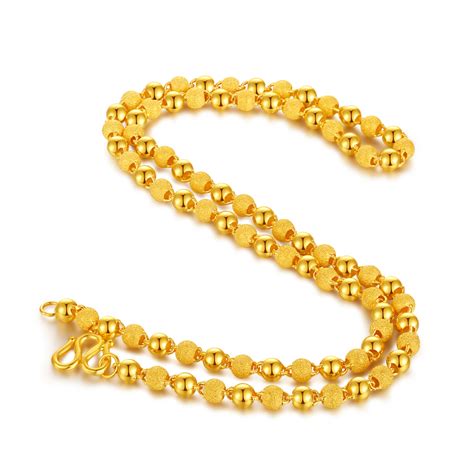 24K Pure Gold Necklace Real AU 999 Solid Gold Chain Nice Smooth Matte ...