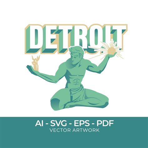 Vector Spirit of Detroit, Detroit Michigan Art, AI Vector, Michigan ...