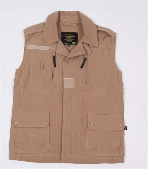 ALPHA INDUSTRIES RIVAL LIGHTWEIGHT SUMMER VEST FRONT BUTTON CLOSURE KHAKI