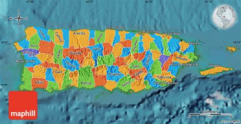 Political Map of Puerto Rico, satellite outside