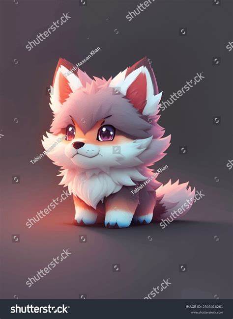 Cute Tiny Hyper Realistic Anime Wolf Stock Vector (Royalty Free ...