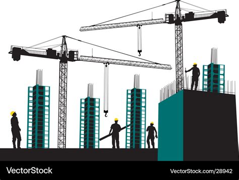 Silhouette of construction site Royalty Free Vector Image