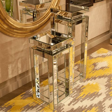 Howard Elliott Mirrored Pedestal Table - small