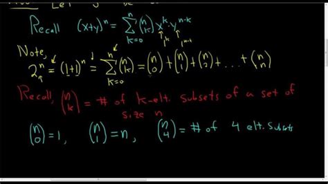 The Number of Subsets of a Finite Set Binomial Theorem Proof | Binomial ...