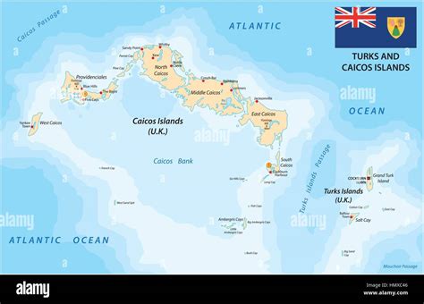 turks and caicos islands vector map with flag 2.eps Stock Vector Image ...