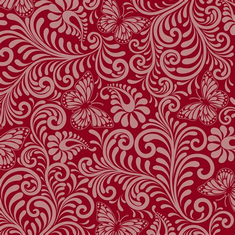 Seamless Floral Pattern on red background 597855 Vector Art at Vecteezy