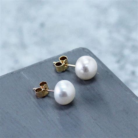 Gold Pearl Stud Earrings By Hersey Silversmiths