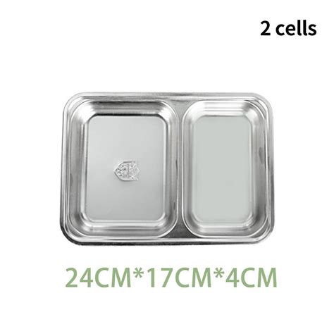 School Mess Hall Stainless Steel Divider Plate Lunch Container 2 Cells ...