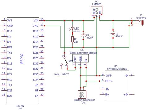 Power Supply for ESP32 with Boost Converter & Battery Charger