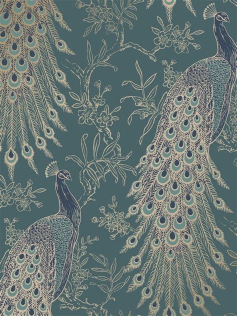 Peacock Wallpaper Emerald Green/Gold World of Wallpaper WOW040 ...