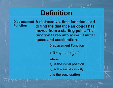 Definition--Calculus Topics--Displacement Function | Media4Math