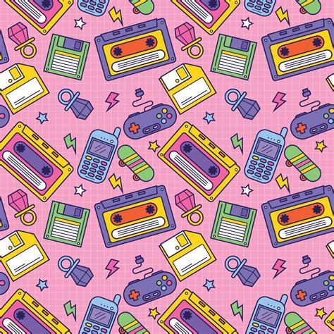 Retro 90's Seamless Pattern 7361645 Vector Art at Vecteezy