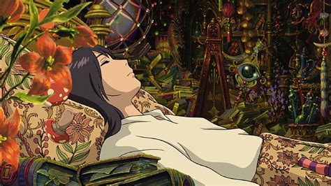 HD wallpaper: howl's moving castle sleep illustration, Studio Ghibli ...