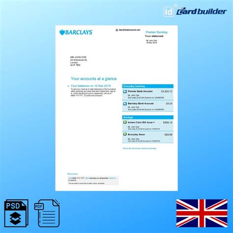 Barclays Bank Statement Template