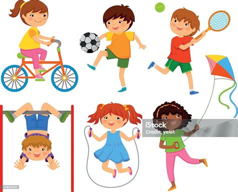 Active Kids Stock Illustration - Download Image Now - Child, Playing ...