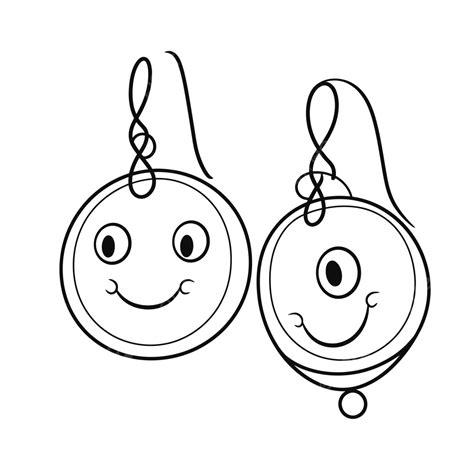 Halaman Mewarnai Anting Anting Smiley Gambar Sketsa Garis Vektor Vektor ...