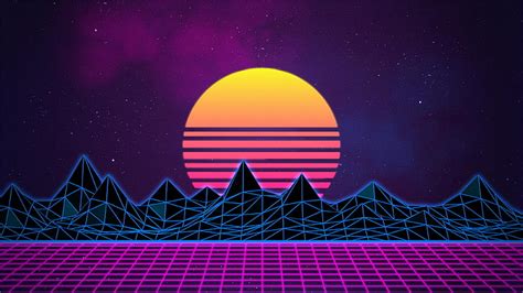 2560x1440px | free download | HD wallpaper: vaporwave, Sun, mountains ...