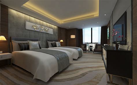 Modern Luxury Hotel Double-Bed Room Design 3D model | CGTrader