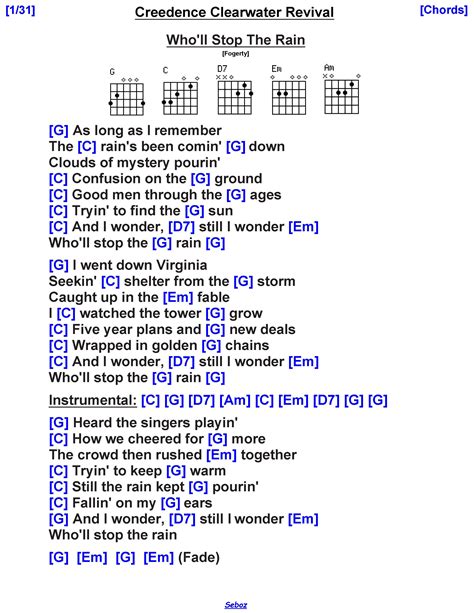 CCR - Who'll Stop the Rain | Guitar lessons songs, Lyrics and chords ...