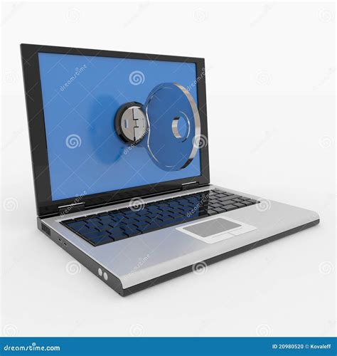 Laptop with Lock and Key. Concept of Security Stock Photo - Image of ...