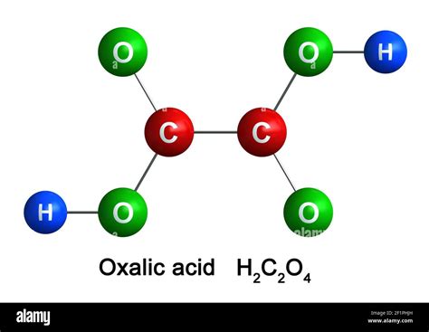 3d render of molecular structure of Oxalic acid isolated over white ...