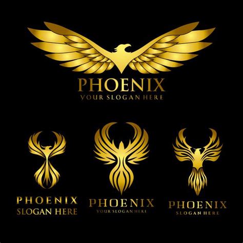 Premium Vector | Set of gold eagle phoenix logo design template | Logo ...