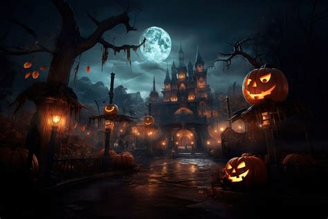 Halloween theme park anthropomorphic jack-o'-lantern | Premium Photo ...